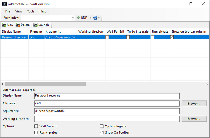 Create password recovery tool